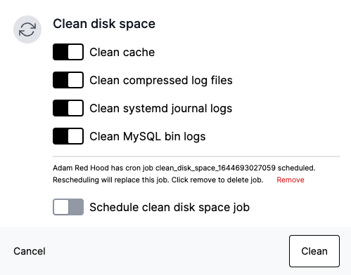 cleavr server clean disk space