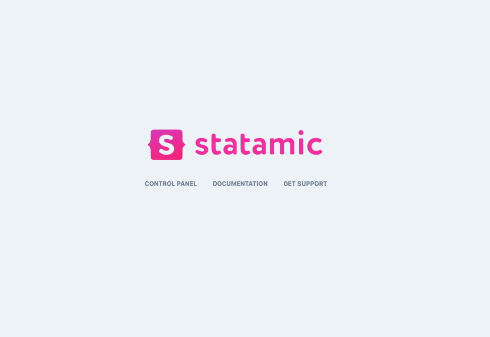 Statamic CMS flash deployment complete landing page